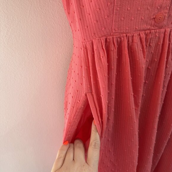 Vtg Y2K Maeve Anthropologie Dress 4 Swiss Dot Crochet Pink Orange Retro Pinup - Picture 3 of 12